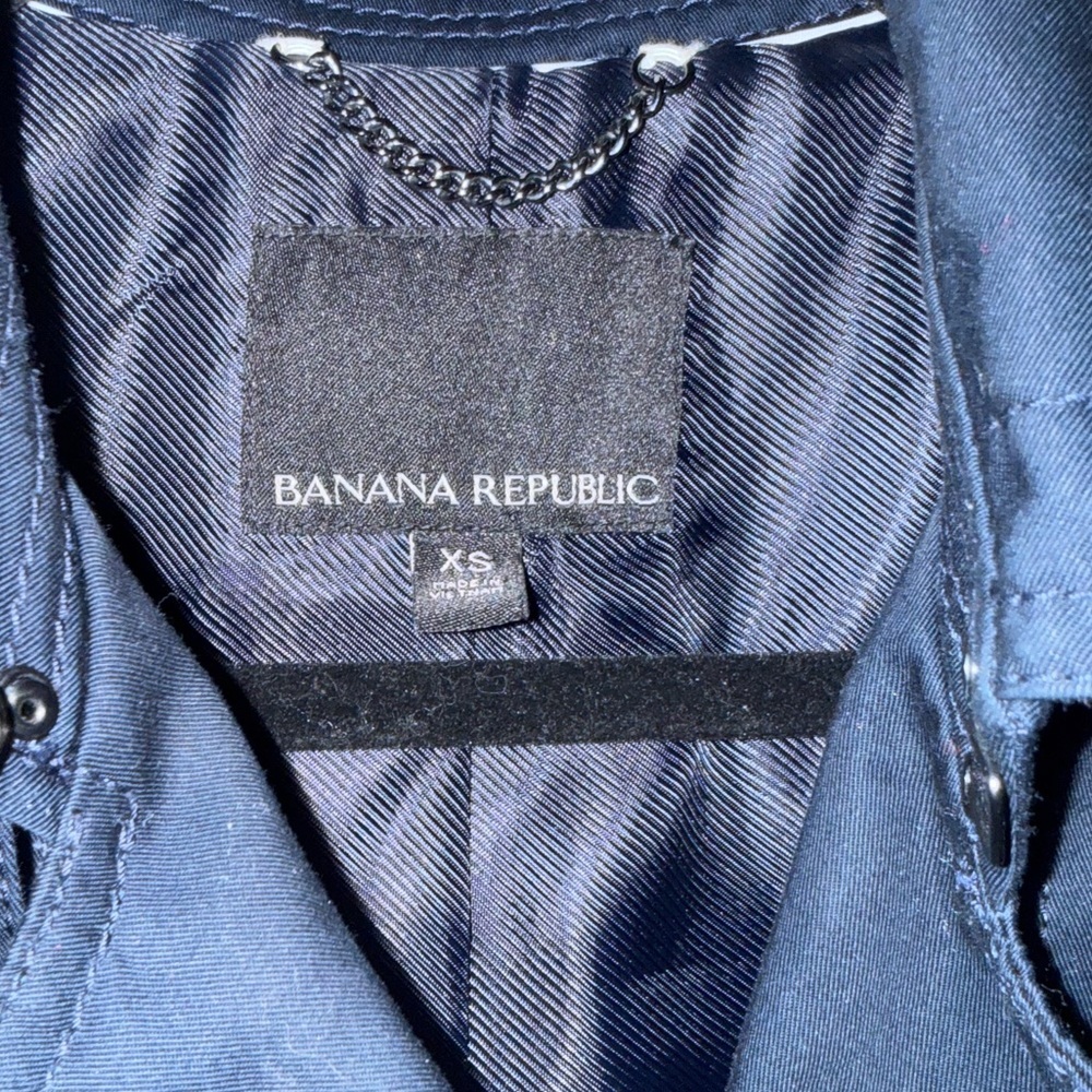 Banana Republic Navy Belted Trench Coat XS Double Breasted Classic EUC - Picture 15 of 16